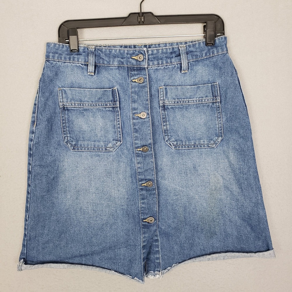 O'Stin Button Front Denim Mini Skirt Summer Festival Coastal European Size L‎